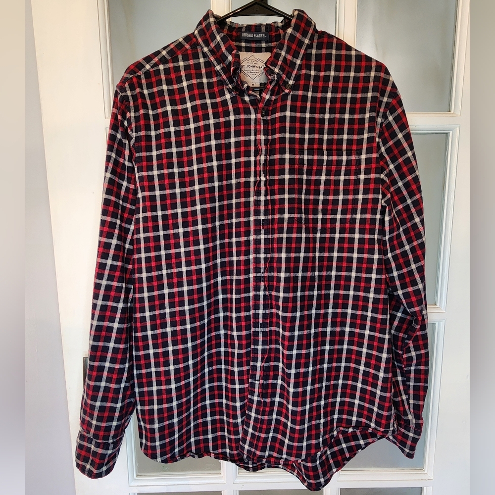 🔴 St. John's Bay Brushed Flannel Mens Medium 100% cotton
